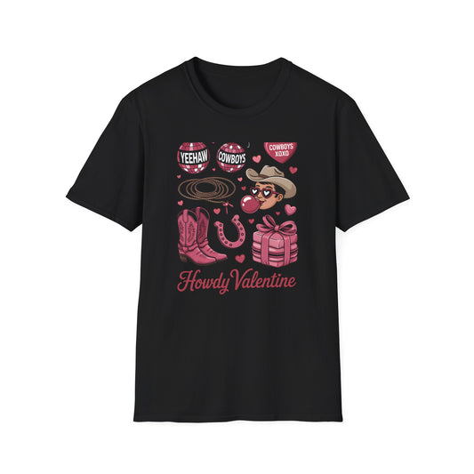 Howdy Valentine Cowboy T-Shirt | Sweet Western Love & YEEHAW Disco Heart Tee for Her | Unique Valentine's Day Gift
