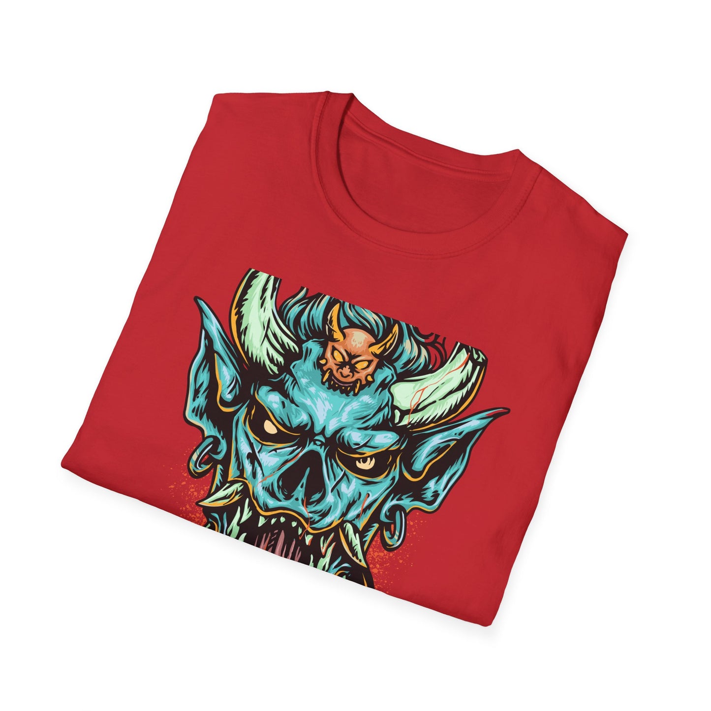 Vibrant Oni Demon Mask T-Shirt | Epic Japanese Folklore Monster Tee | Bold Streetwear & Goth Style Apparel