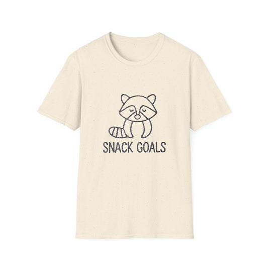 Awesome 'Snack Goals' Raccoon T-Shirt - Unique Braided Graphic Tee for Foodies & Animal Lovers