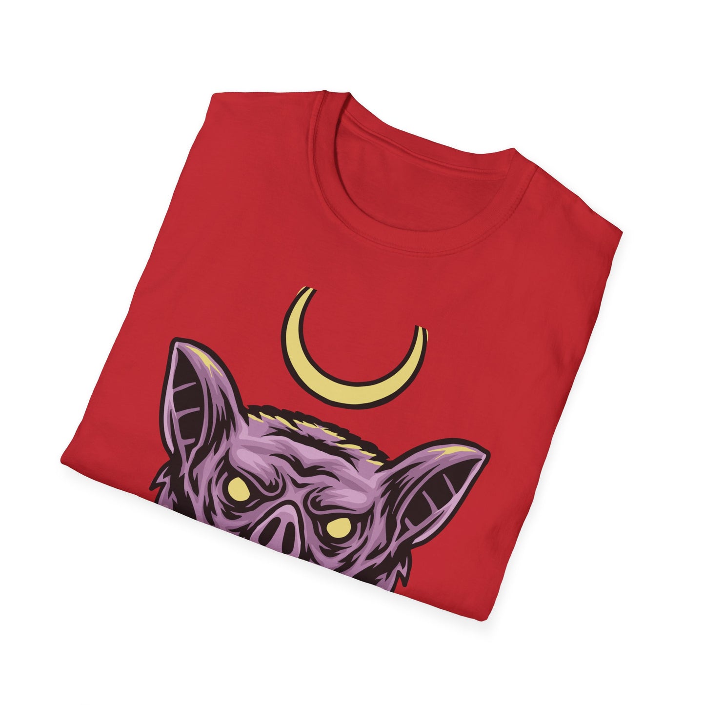 Mystical Crescent Moon Bat Creature T-Shirt - Gothic Vampire Beast Tee for Dark Fantasy & Horror Fans