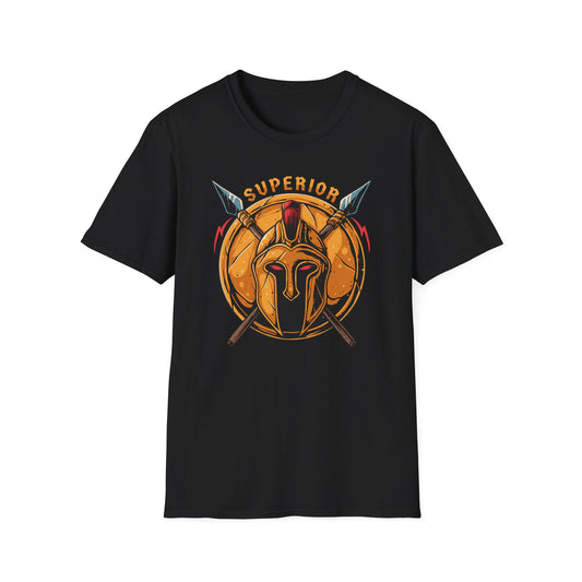 Superior Spartan Warrior T-Shirt: Epic Greek Helmet & Spears Design - Unleash Your Inner Strength
