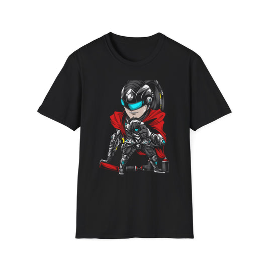 Dynamic Cyberpunk Graffiti T-Shirt - Futuristic Street Art Hero Tee for Gamers & Urban Artists