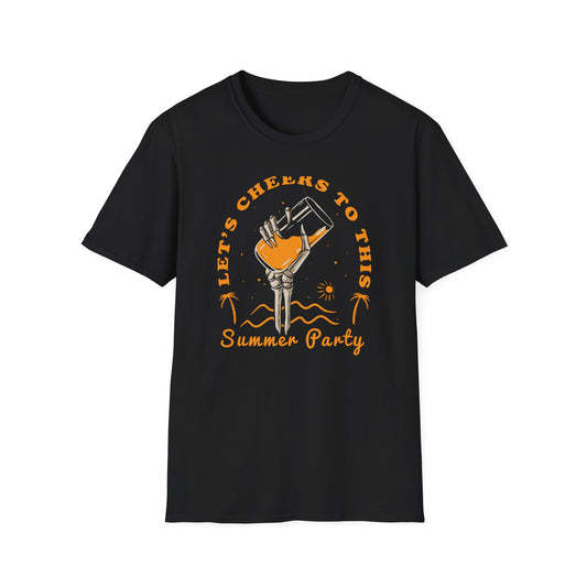 Awesome Skeleton Hand Cocktail T-Shirt - 'Cheers to This Summer Party' Beach & Vacation Tee