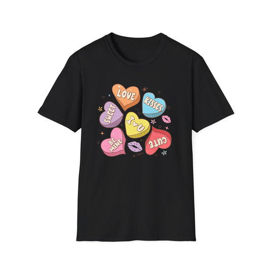 Sweet Retro Conversation Hearts T-Shirt - Adorable Valentine's Day Love Gift Tee for Her