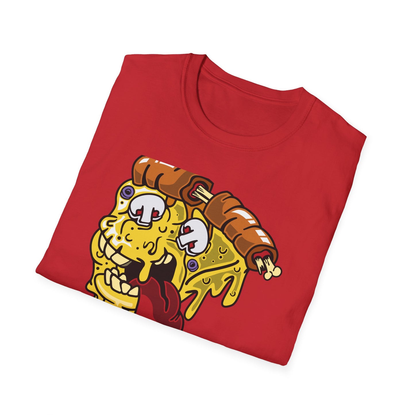 Dripping Zombie Pizza Slice T-Shirt - Ghoulish Horror Foodie Monster Tee for Halloween & Unique Style