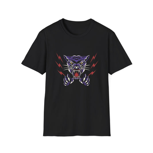 Fierce Purple Panther Lightning T-Shirt | Striking Wildcat Roar Graphic Tee for Edgy Style | Unleash Power!