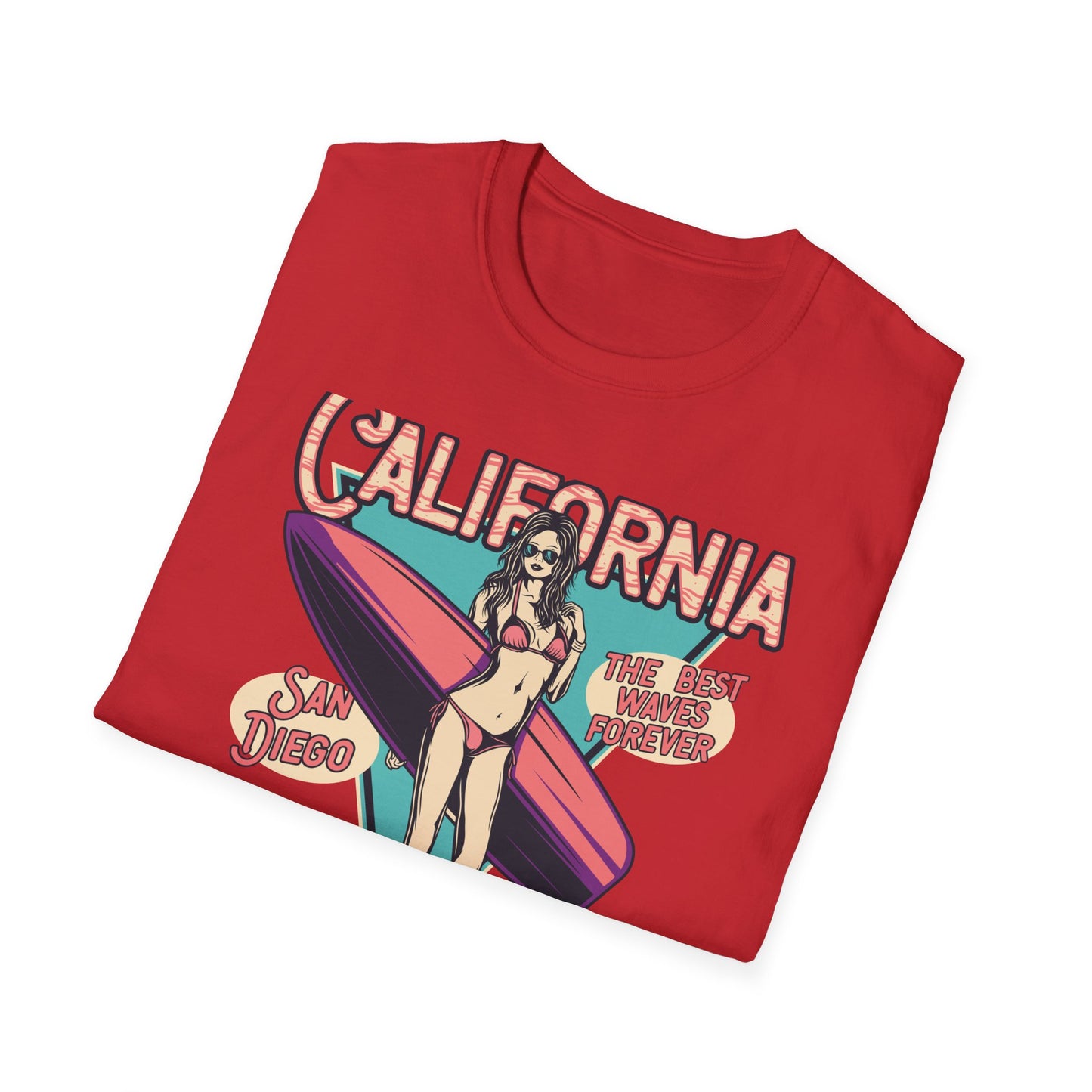 California Surfing Paradise T-Shirt | Retro San Diego Beach Babe Tee - Iconic Summer Waves & Vacation Apparel