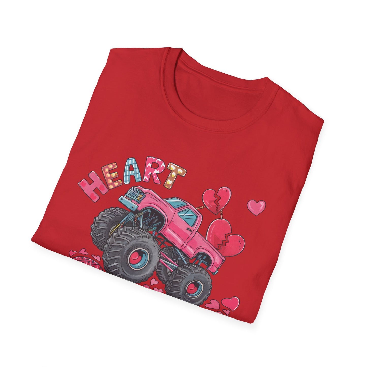 Bold Heart Crusher Monster Truck T-Shirt | Sassy Anti-Valentine's Day Tee | Funny Broken Heart Love Graphic Apparel