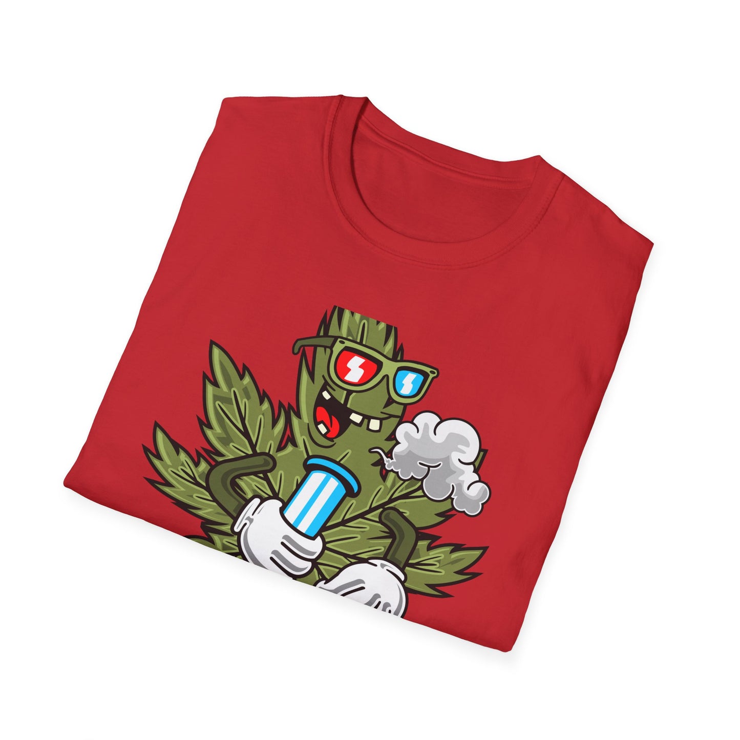 Epic 420 Stoner Leaf T-Shirt - Funny Cartoon Weed Character Bong Tee - Rad Cannabis Culture Gift for Men & Women