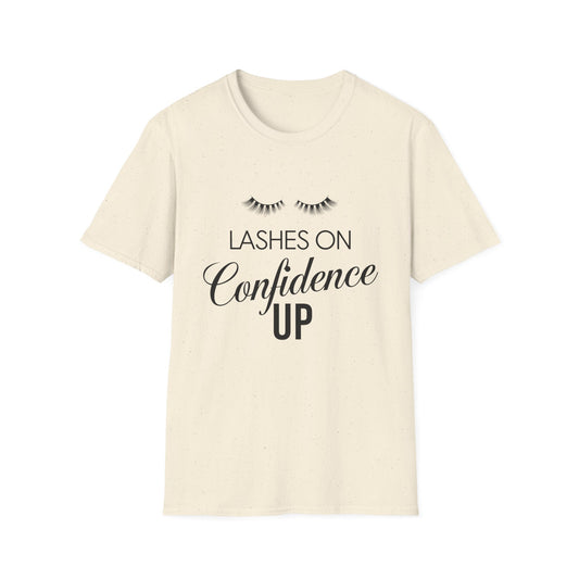 Empowering 'Lashes On Confidence Up' T-Shirt | Chic Lash Lover Tee for Women | Trendy Beauty Queen Gift
