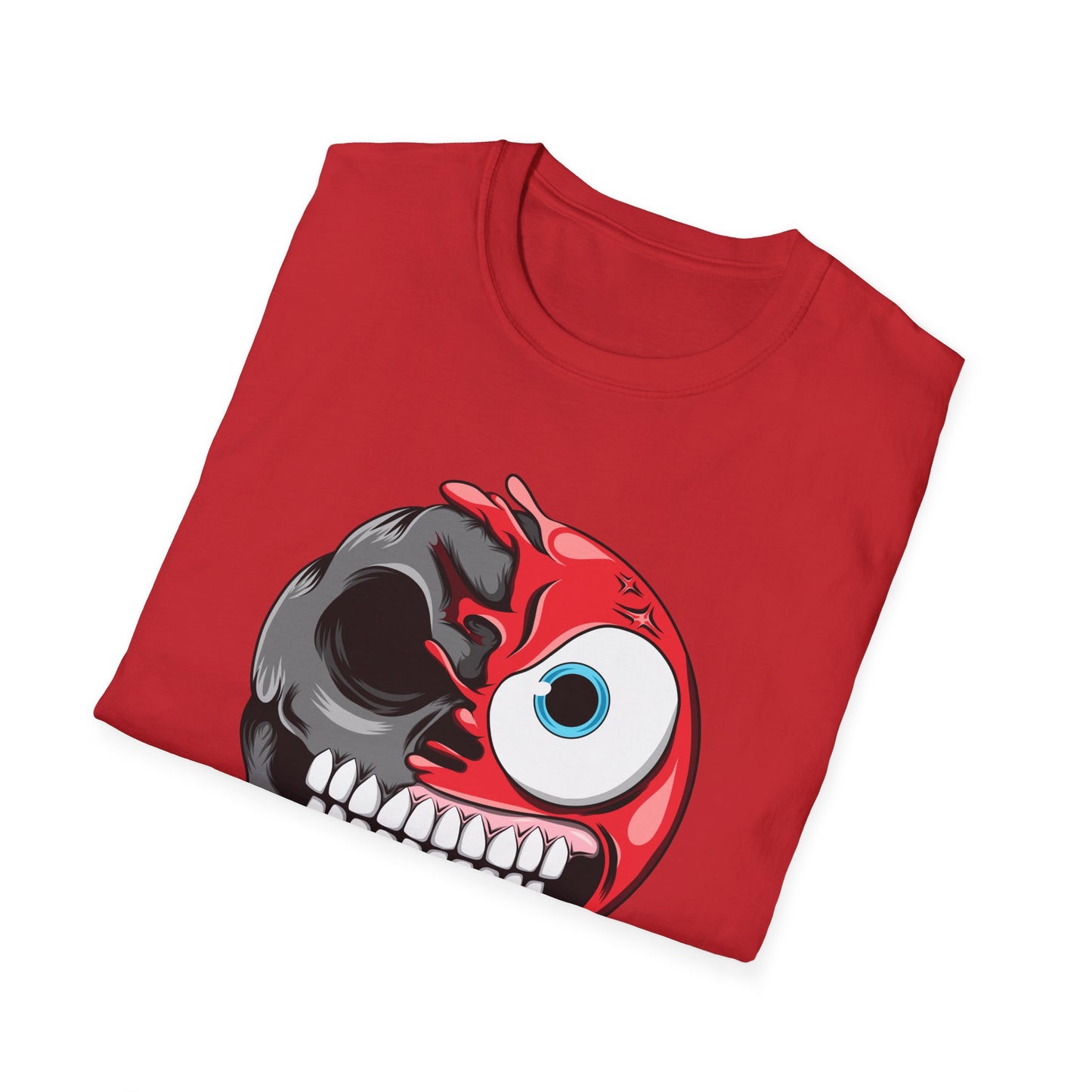 Awesome Split Personality Skull Emoji T-Shirt - Unique Edgy Design for Dark Humor & Bold Style