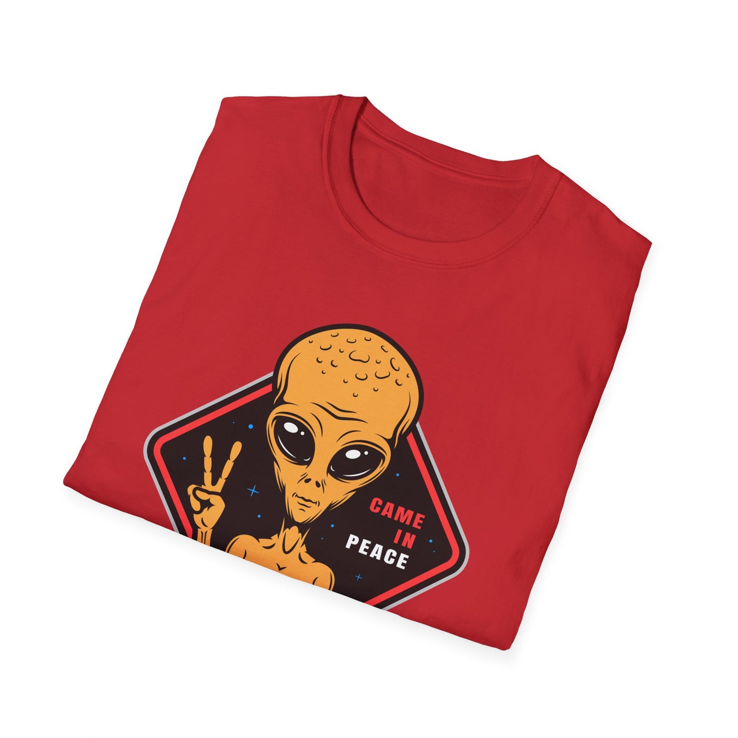 Epic Alien Came In Peace T-Shirt - Cool Sci-Fi UFO Tee with Peace Sign - Vintage Extraterrestrial Graphic Top for Fans!
