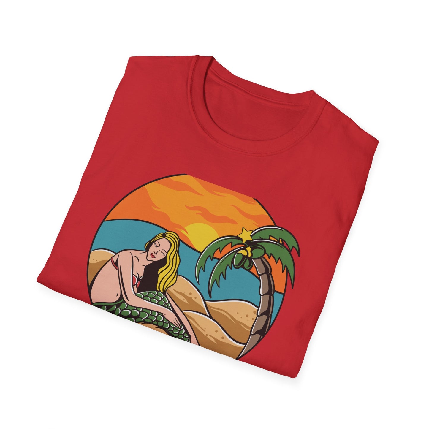 Stunning Mermaid Sunset Beach T-Shirt | Vibrant Tropical Vacation Tee for Women | Dreamy Summer Ocean Vibes