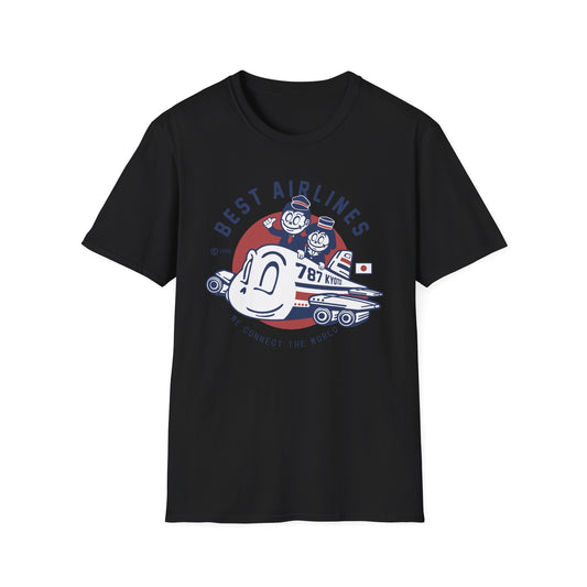 Retro Best Airlines Japan Travel T-Shirt - Awesome Vintage 787 Kyoto Pilot & Crew Graphic Tee