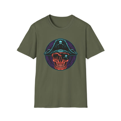 Epic Pirate Skull T-Shirt | Bold Tricorn Hat & Eye Patch Graphic Tee | Unique Adventure Apparel for Pirate Fans