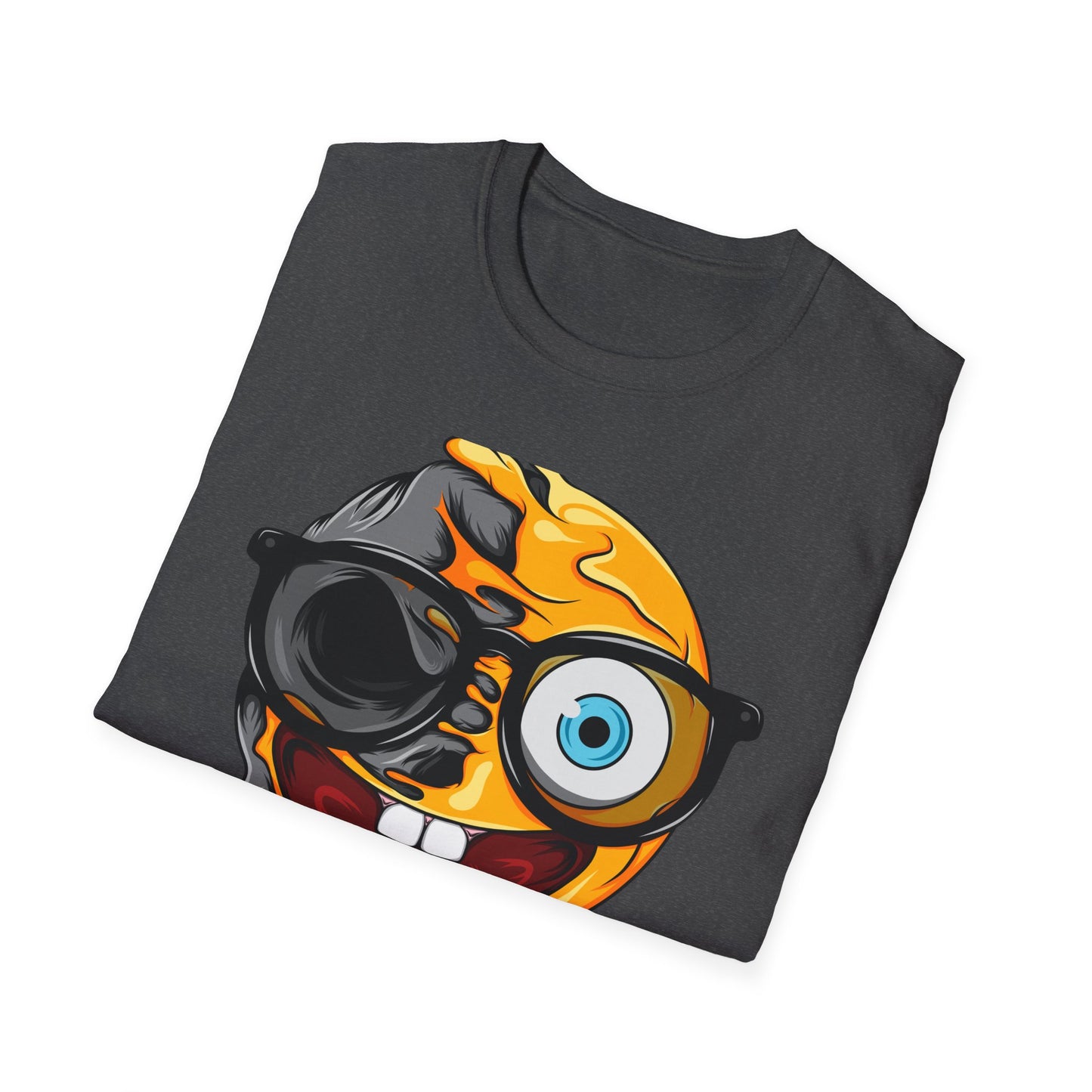 Bold Melting Skull Emoji T-Shirt | Edgy Dripping Face with Cool Glasses | Unique Trendy Tee for Halloween & Streetwear Lovers