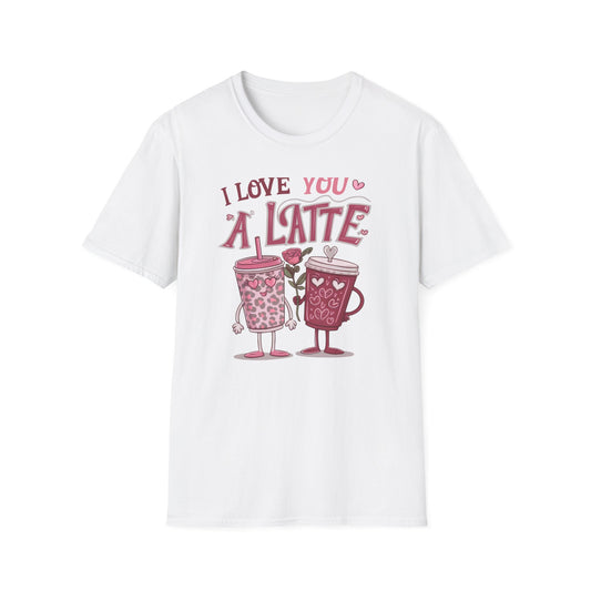 Adorable "I Love You A Latte" T-shirt | Sweet Coffee Pun Valentine's Gift for Couples & Lovers