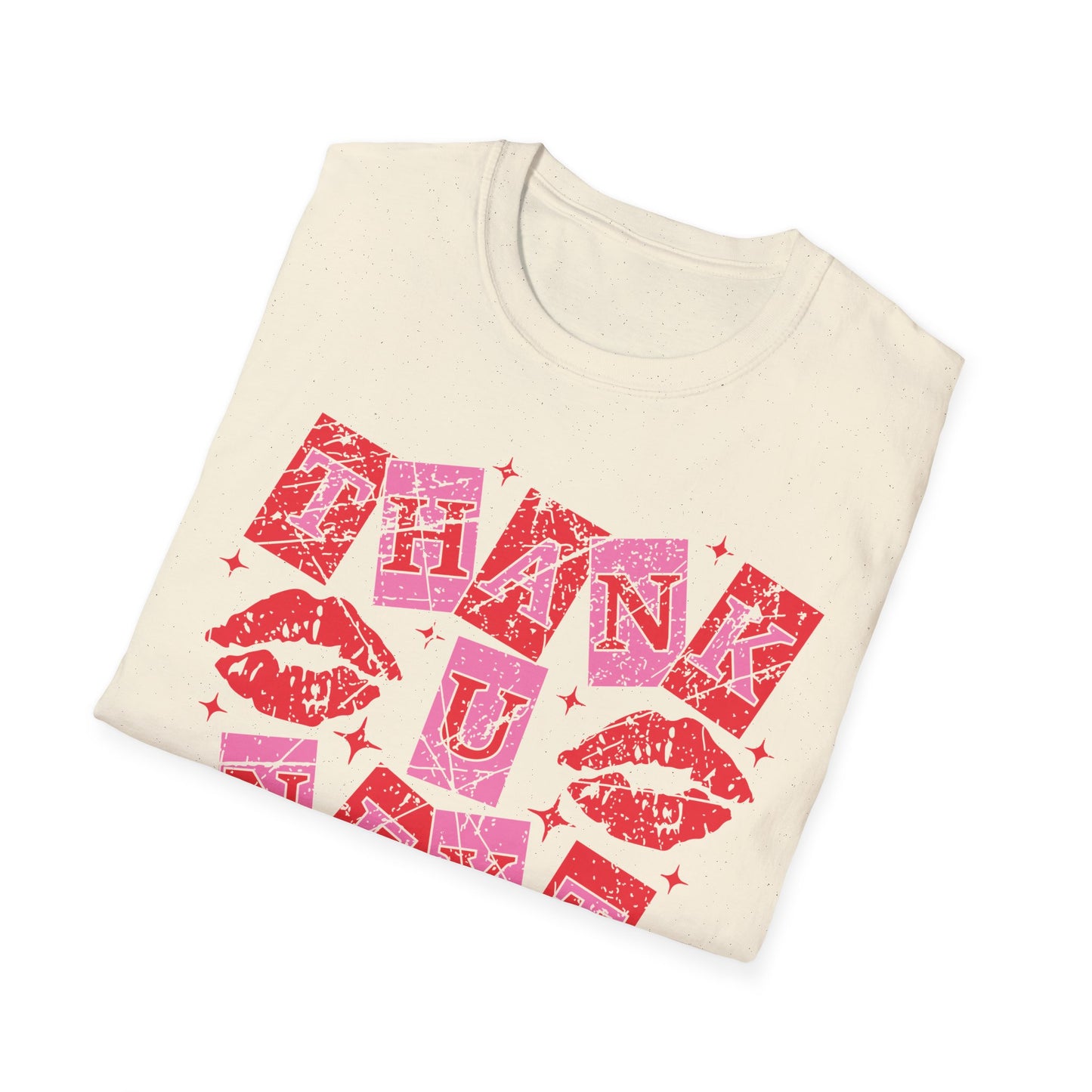 Iconic Thank U, Next T-Shirt | Empowering Women's Pop Culture Statement Tee with Kiss Lips & Stars