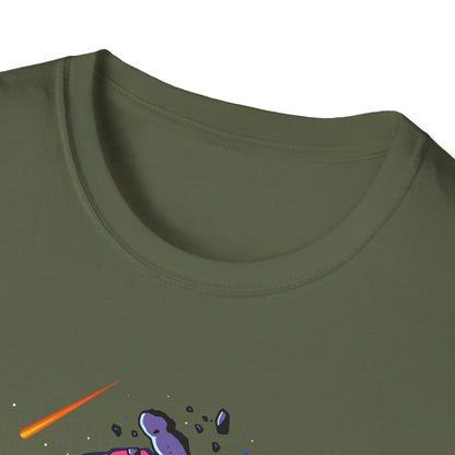 Epic Space Surfer Astronaut T-Shirt | Thrilling Galactic Rocket Ride Design Tee for Sci-Fi & Adventure Fans