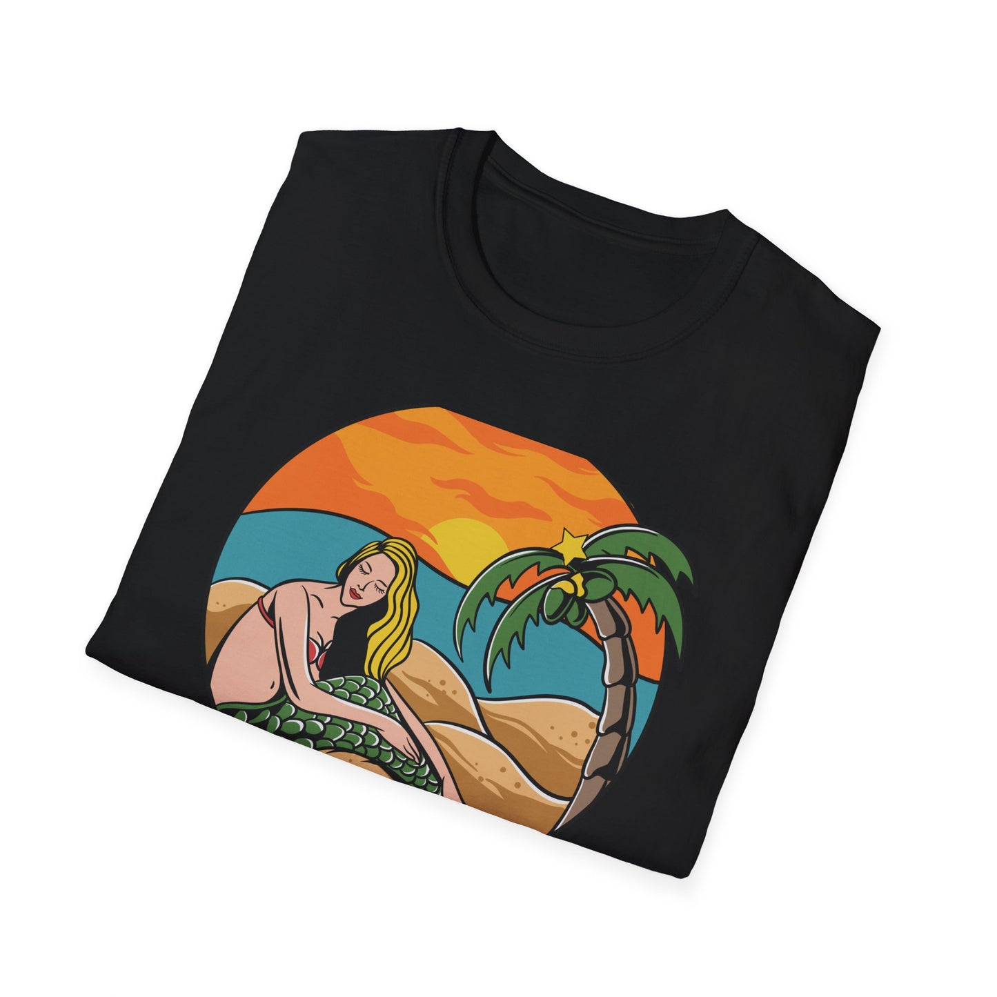 Stunning Mermaid Sunset Beach T-Shirt | Vibrant Tropical Vacation Tee for Women | Dreamy Summer Ocean Vibes