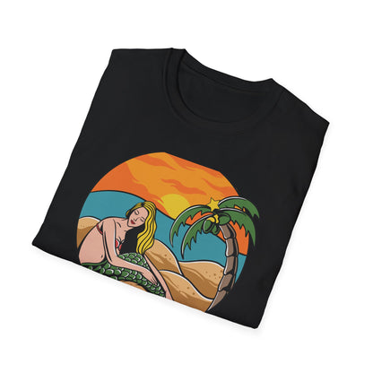 Stunning Mermaid Sunset Beach T-Shirt | Vibrant Tropical Vacation Tee for Women | Dreamy Summer Ocean Vibes