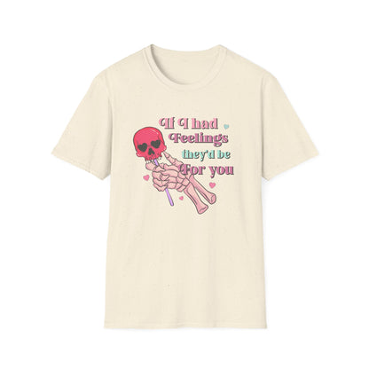 Edgy Romantic Skull T-Shirt | "If I Had Feelings They'd Be For You" Pastel Goth Love Tee | Unique Valentine's Gift