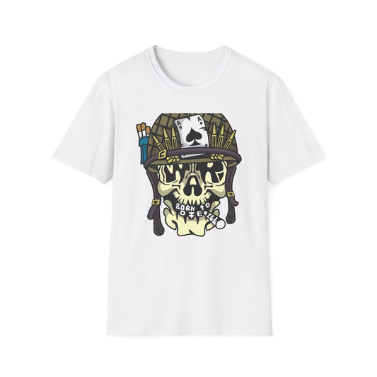 Born to Die Military Skull T-Shirt - Edgy Ace of Spades & Bullet Helmet Tee for Veterans, Bikers & Tattoo Lovers | Bold Statement Shirt