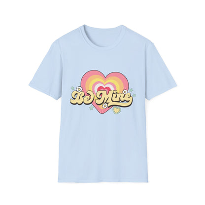Groovy Be Mine Heart T-Shirt | Retro Pastel Valentine's Day Love Tee for Her | Adorable & Sweet Gift