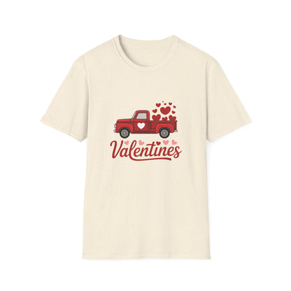 Charming Red Truck Valentine's Day T-Shirt - Sweet Hearts & Rustic Love | Perfect Gift Tee for Couples & Enthusiasts