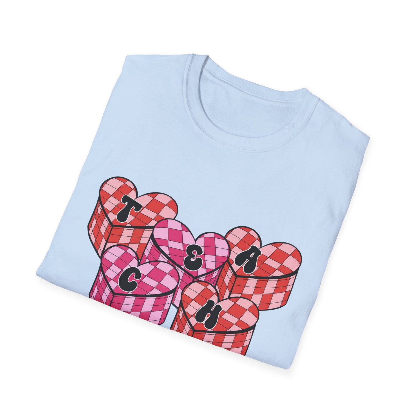 Heartfelt TEACH Hearts T-Shirt | Groovy Valentine's Gift for Educators | Trendy Teacher Appreciation Tee