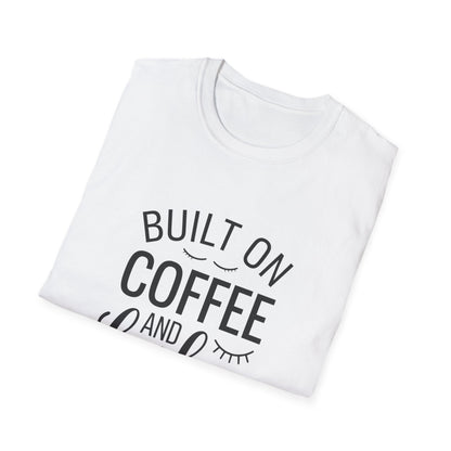 Fabulous 'Built on Coffee & Lashes' Women's T-Shirt - Chic Beauty & Caffeine Lover Tee Gift
