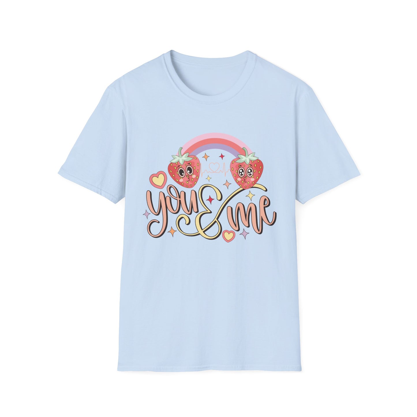 Adorable You & Me Strawberry Couple T-Shirt - Sweet Kawaii Love Design, Perfect Romantic Valentine's Day Gift