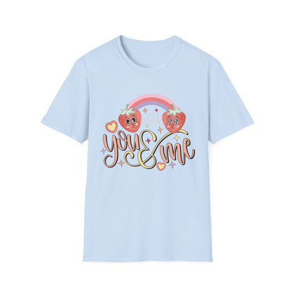 Adorable You & Me Strawberry Couple T-Shirt - Sweet Kawaii Love Design, Perfect Romantic Valentine's Day Gift
