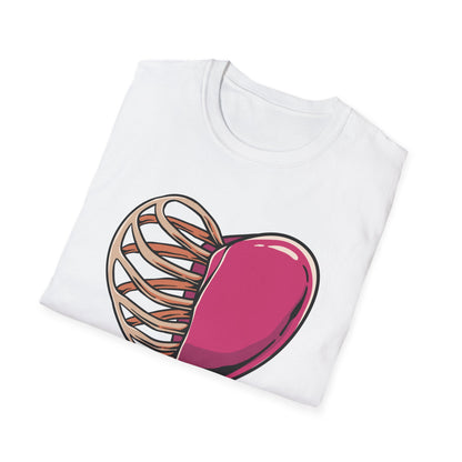Intriguing Half Heart Rib Cage T-Shirt | Unique Anatomical Love & Vulnerability Tee Design