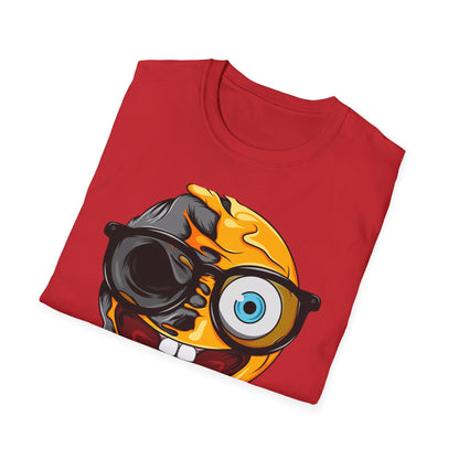 Bold Melting Skull Emoji T-Shirt | Edgy Dripping Face with Cool Glasses | Unique Trendy Tee for Halloween & Streetwear Lovers
