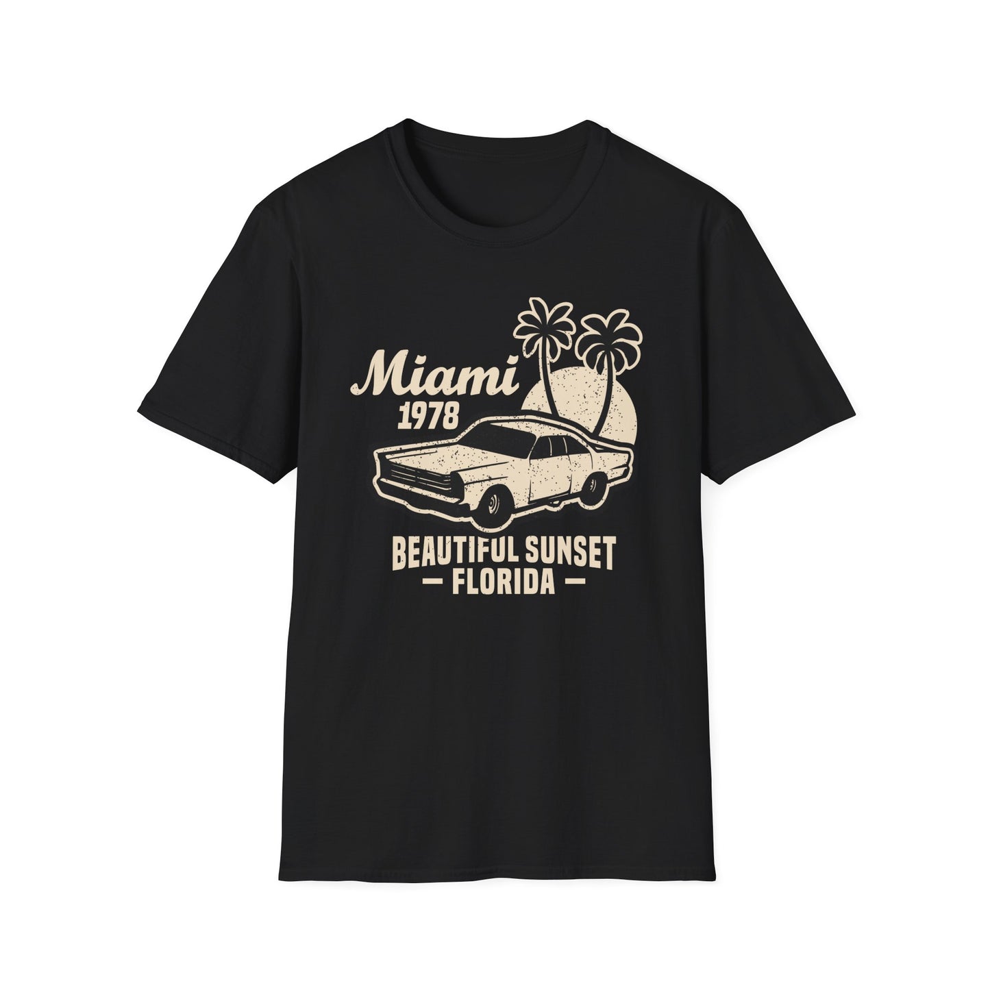 Iconic Miami 1978 Classic Car T-Shirt | Vintage Florida Sunset Retro Tee for Men & Women