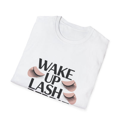 Wake Up & Lash T-Shirt | Chic Eyelashes Design for Beauty Lovers, Lash Techs & Makeup Artists | Glamorous Eye Tee