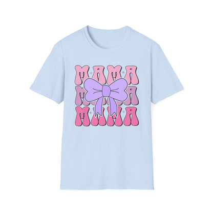 Trendy Groovy MAMA T-Shirt for Moms | Adorable Pink Purple Bow Tee | Perfect Mother's Day Gift for Her