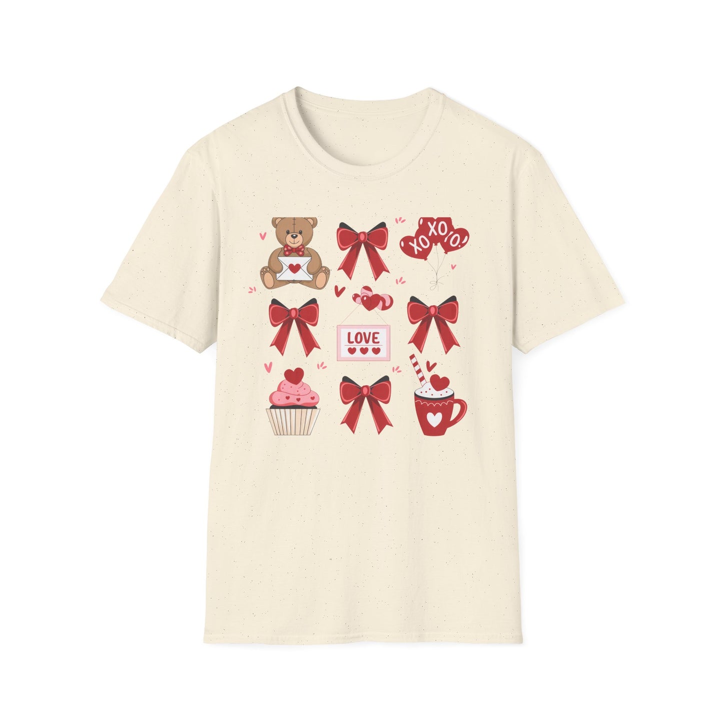 Adorable Valentine's Day Love T-Shirt | Cute Teddy Bear XOXO Heart Balloons & Sweet Treats Tee | Perfect Romantic Gift for Her