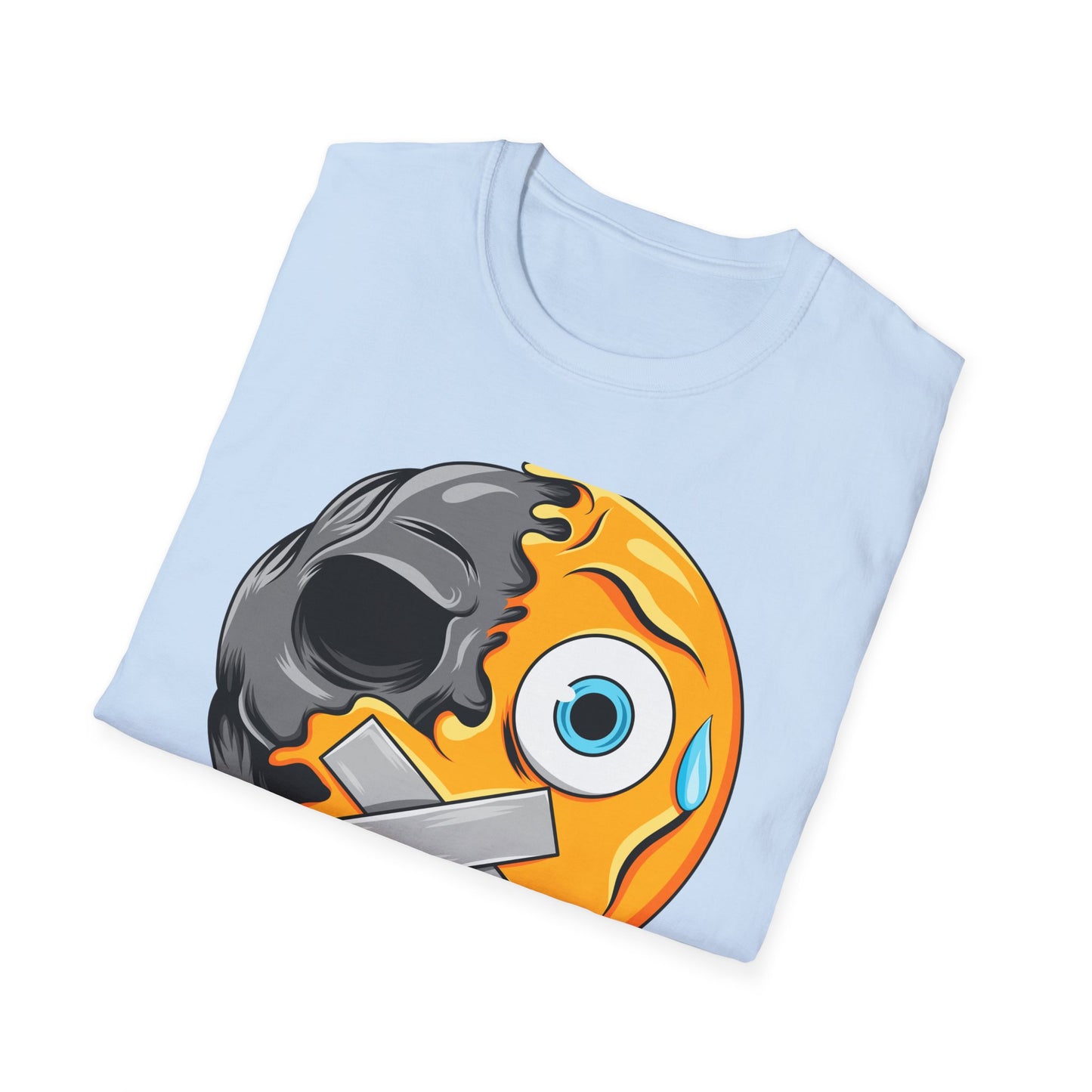 Edgy Melting Skull Emoji T-Shirt | Unique Duct Tape Silent Scream Tee | Bold Expression Wear | Trendy Grunge Aesthetic