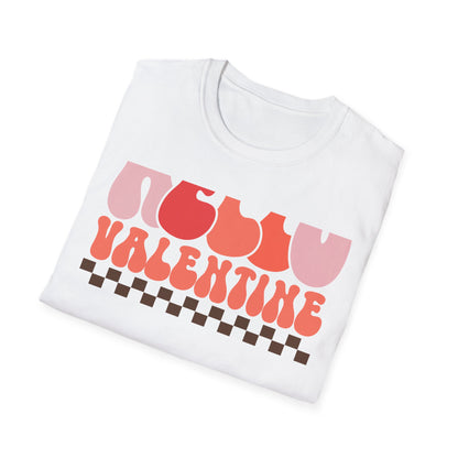 Groovy Hello Valentine T-Shirt - Retro 70s Style Tee with Checkerboard Print | Trendy Valentine's Day Gift for Her