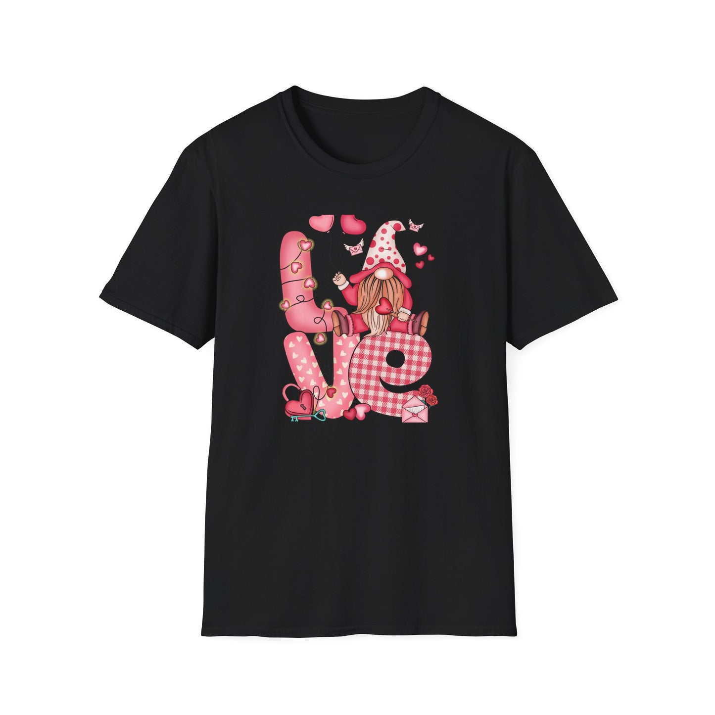 Charming Valentine's Gnome LOVE T-Shirt | Cute Hearts & Romantic Holiday Tee for Couples & Sweethearts