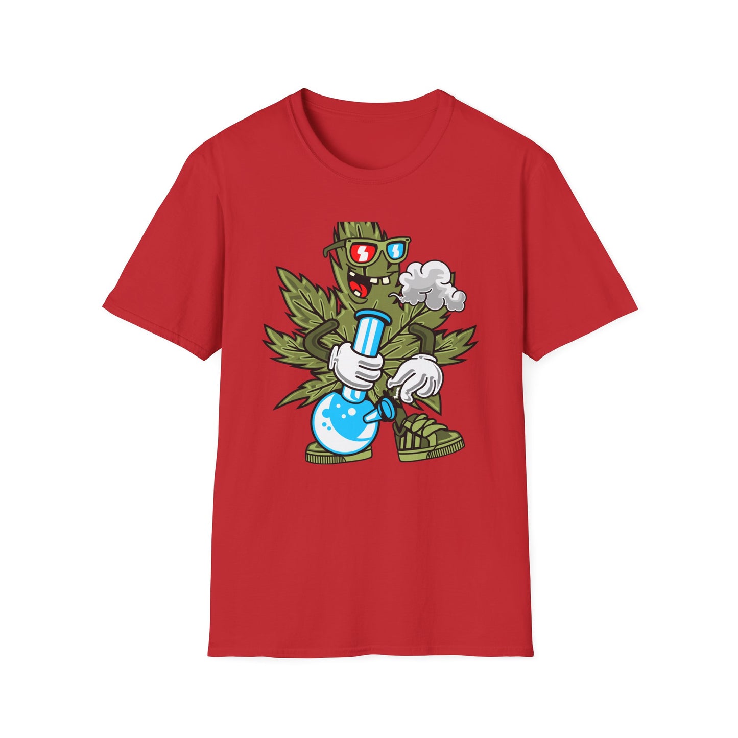 Epic 420 Stoner Leaf T-Shirt - Funny Cartoon Weed Character Bong Tee - Rad Cannabis Culture Gift for Men & Women