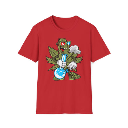 Epic 420 Stoner Leaf T-Shirt - Funny Cartoon Weed Character Bong Tee - Rad Cannabis Culture Gift for Men & Women