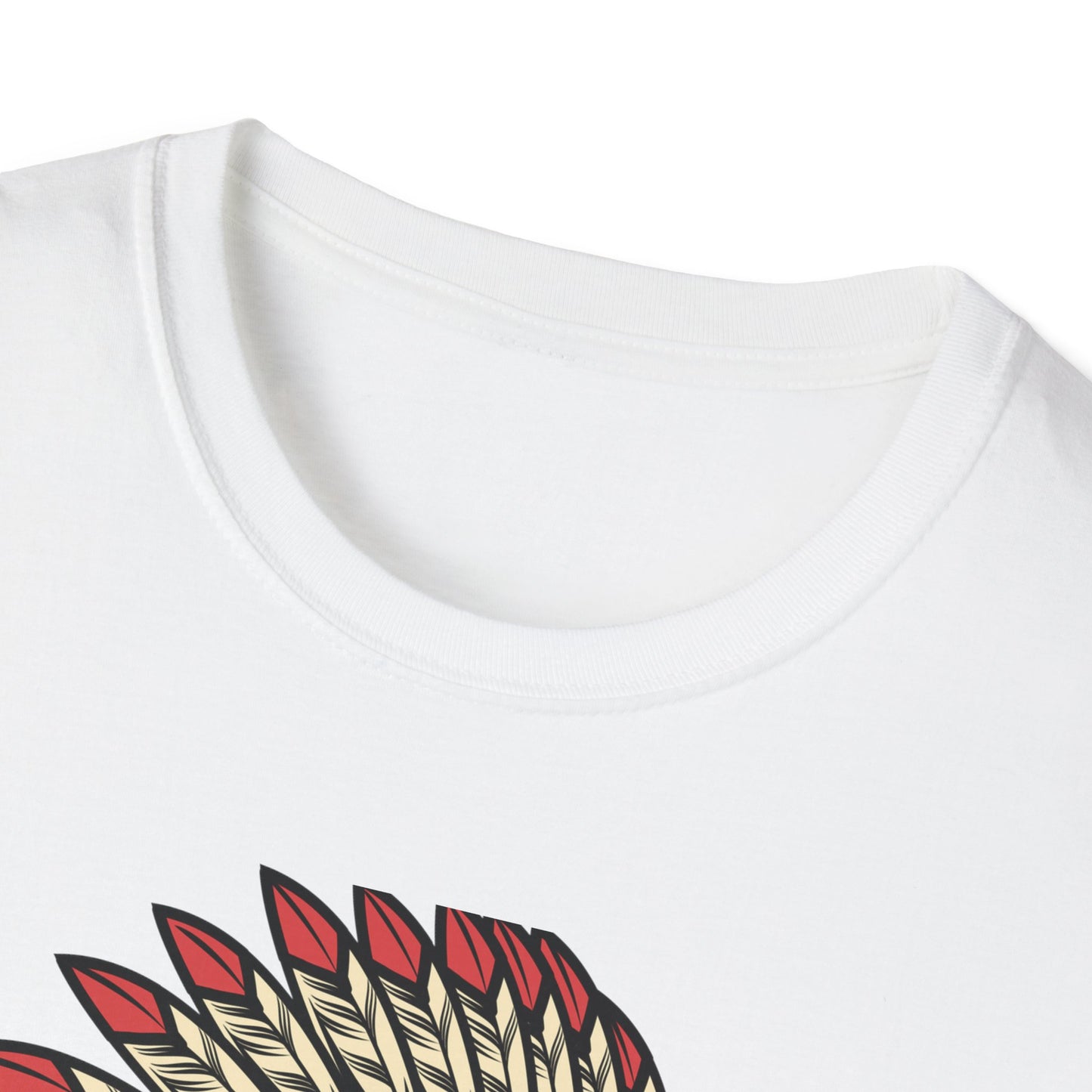 Striking Native Chief Skull Headdress T-Shirt - Unique Gothic Biker Tattoo Art Apparel for Rebel Souls