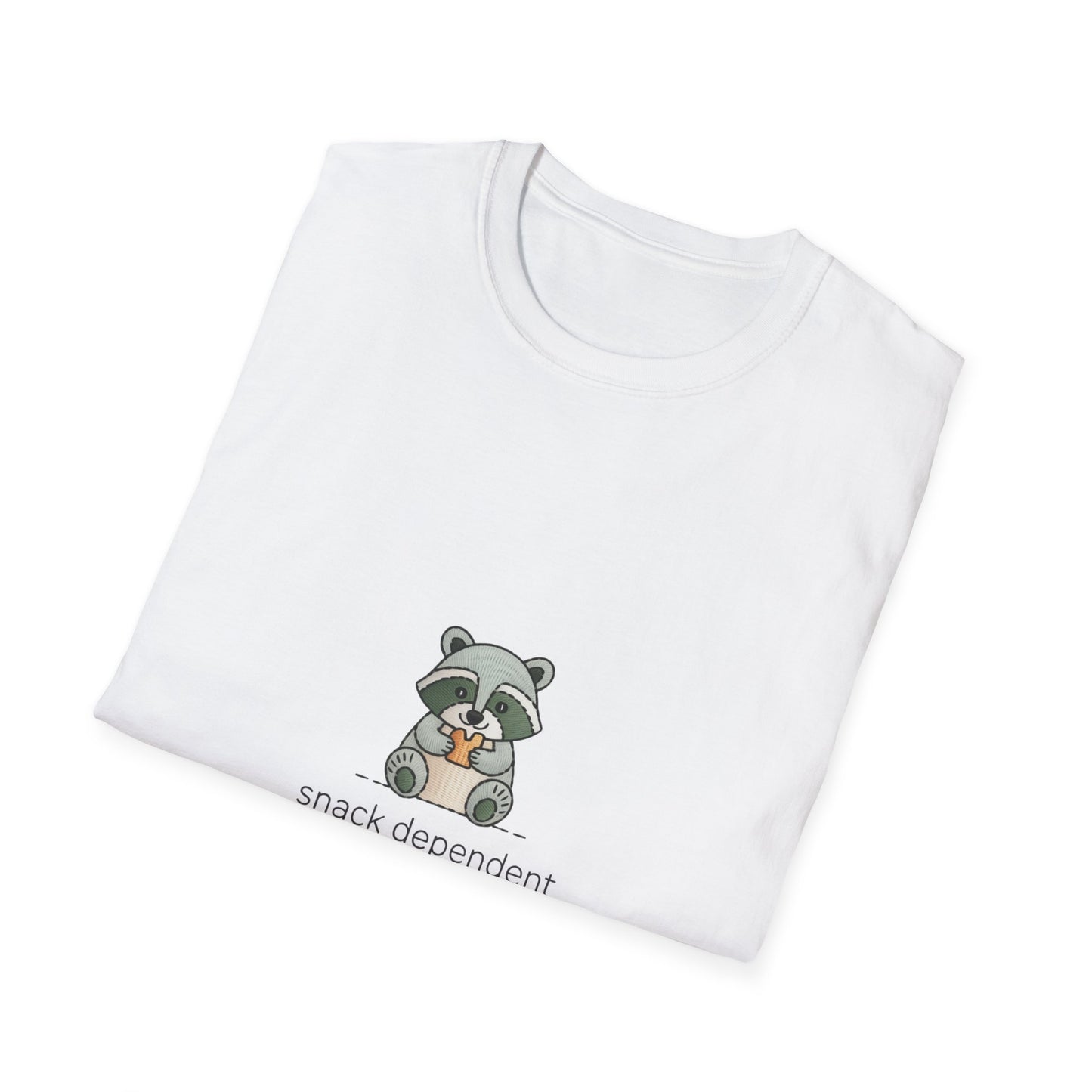 Snack Dependent Raccoon T-Shirt | Adorable Funny Foodie Animal Lover Tee | Cozy & Unique Gift Idea