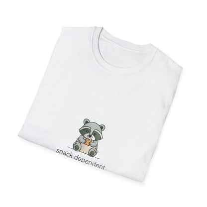 Snack Dependent Raccoon T-Shirt | Adorable Funny Foodie Animal Lover Tee | Cozy & Unique Gift Idea