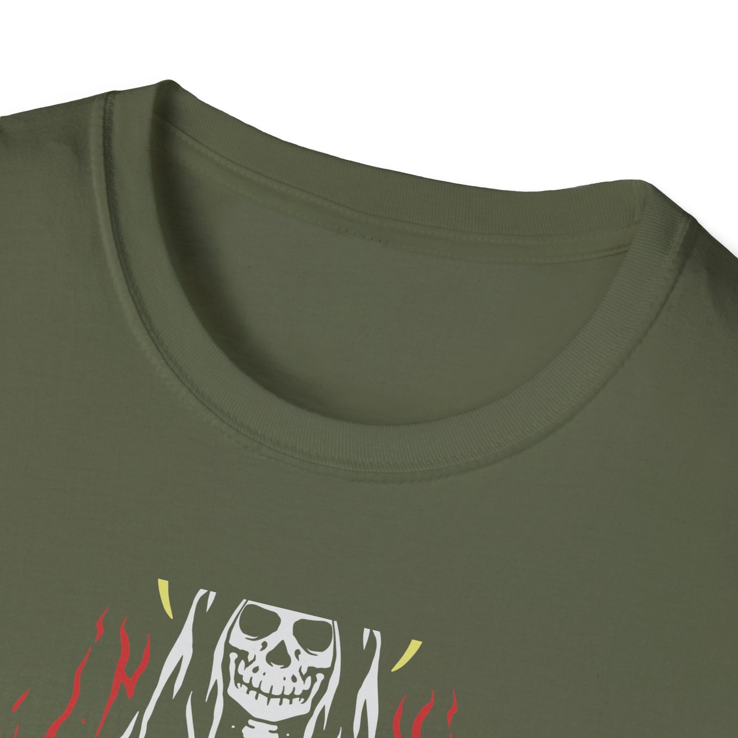 Powerful Skeletal Saint T-Shirt | Mystical Grim Reaper with Halo | Dark Goth Art Tee for Alternative Souls