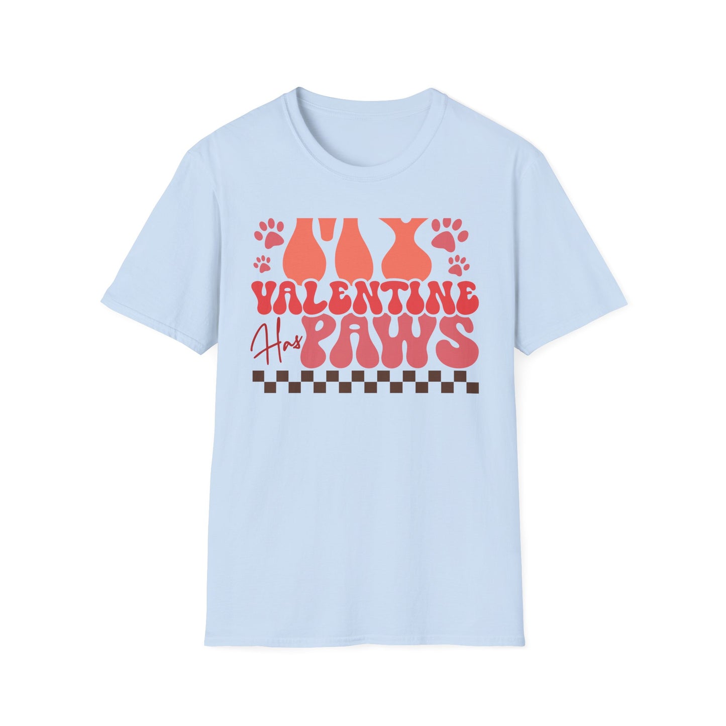My Valentine Has Paws T-Shirt | Groovy Retro Pet Lover Tee | Adorable Dog Mom Cat Owner Gift