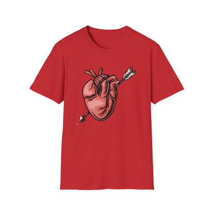 Bold Anatomical Heart & Arrow Pierced T-Shirt | Unique Love & Vulnerability Tee | Edgy Valentine Gift